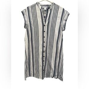 London Times Button Down Front Dress Size 8 summer cotton blue white striped